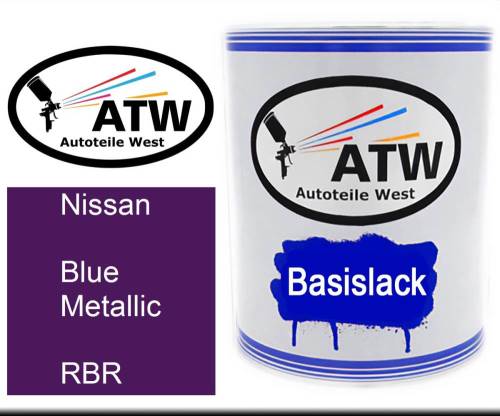 Nissan, Blue Metallic, RBR: 1L Lackdose, von ATW Autoteile West.